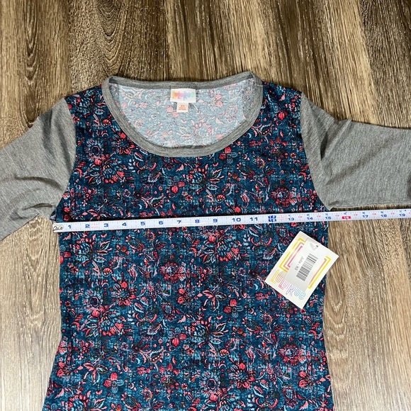 LuLaRoe Julia Dress XS Navy Floral Print Grey Sleeve Midi Knee Length NEW Boho - Picture 3 of 4